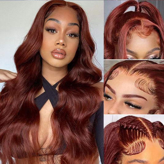 Auburn Brown Body Wave Human Hair Wig